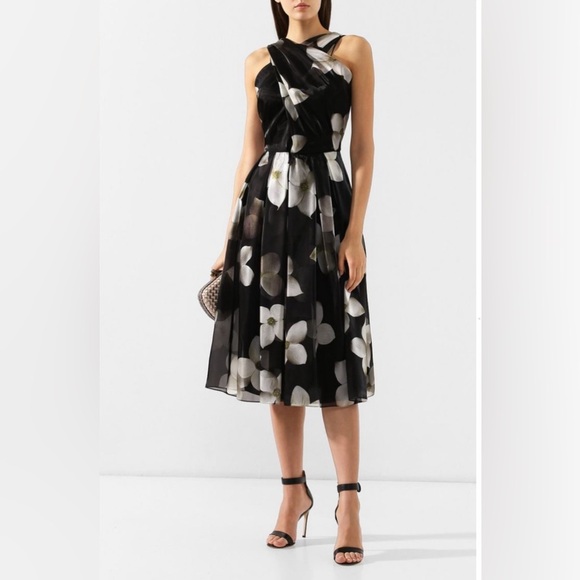 Ralph Lauren Collection Purple Label Floral Silk Cocktail Midi Dress Fit & Flare - Picture 9 of 11